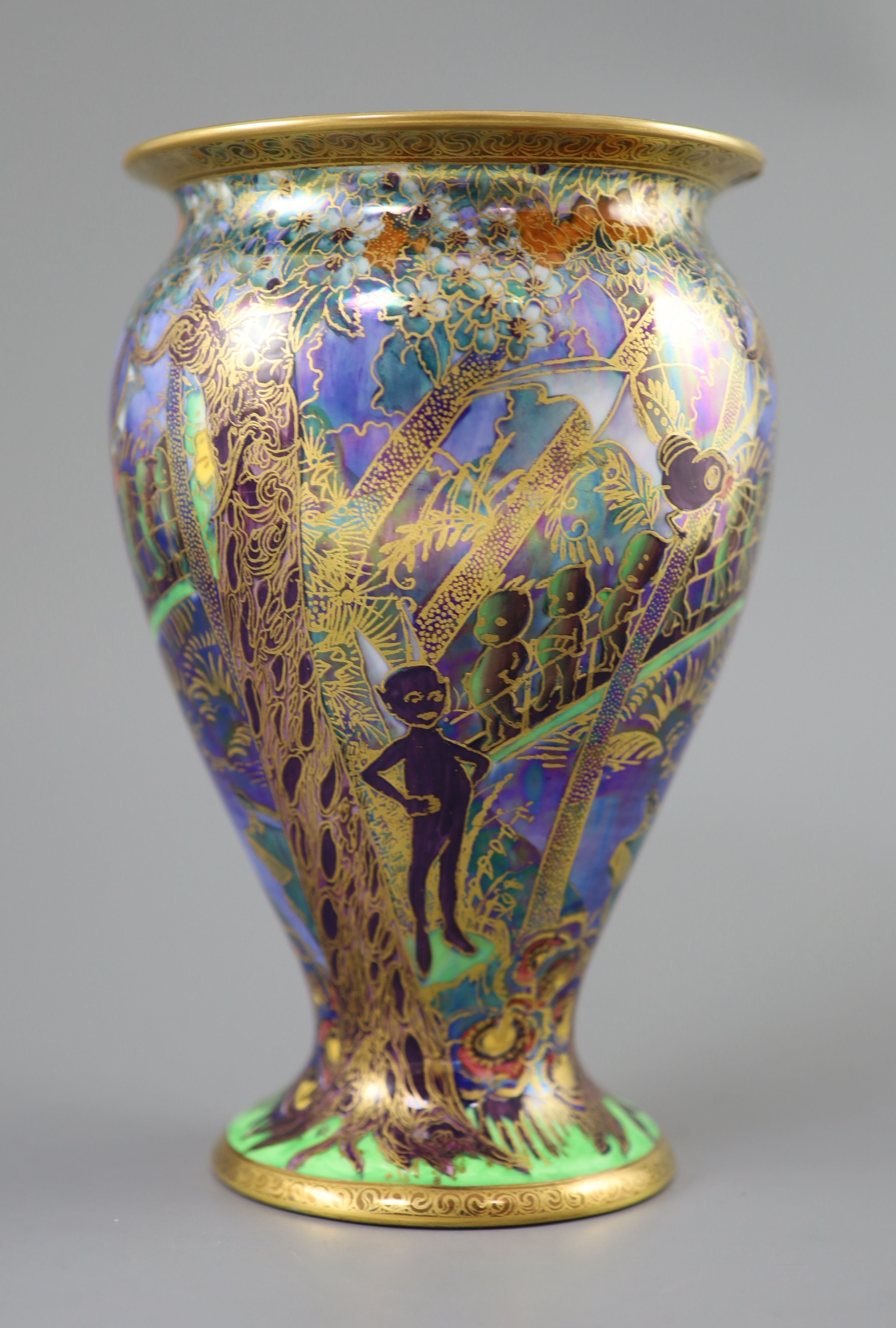 A Wedgwood Fairyland lustre Woodland Elves vase, designed by Daisy Makeig-Jones, 22.5cm high